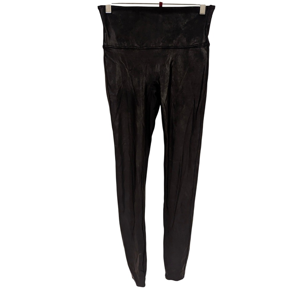 SPANX Faux‎ Leather Leggings Black High Waisted Moto Pants Women's Size M